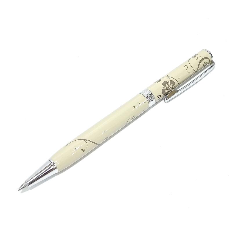Bút Bi Kim Loại Nắp Vặn Cao Cấp Hoa Nâu Mực Xanh - Pentel B811N1