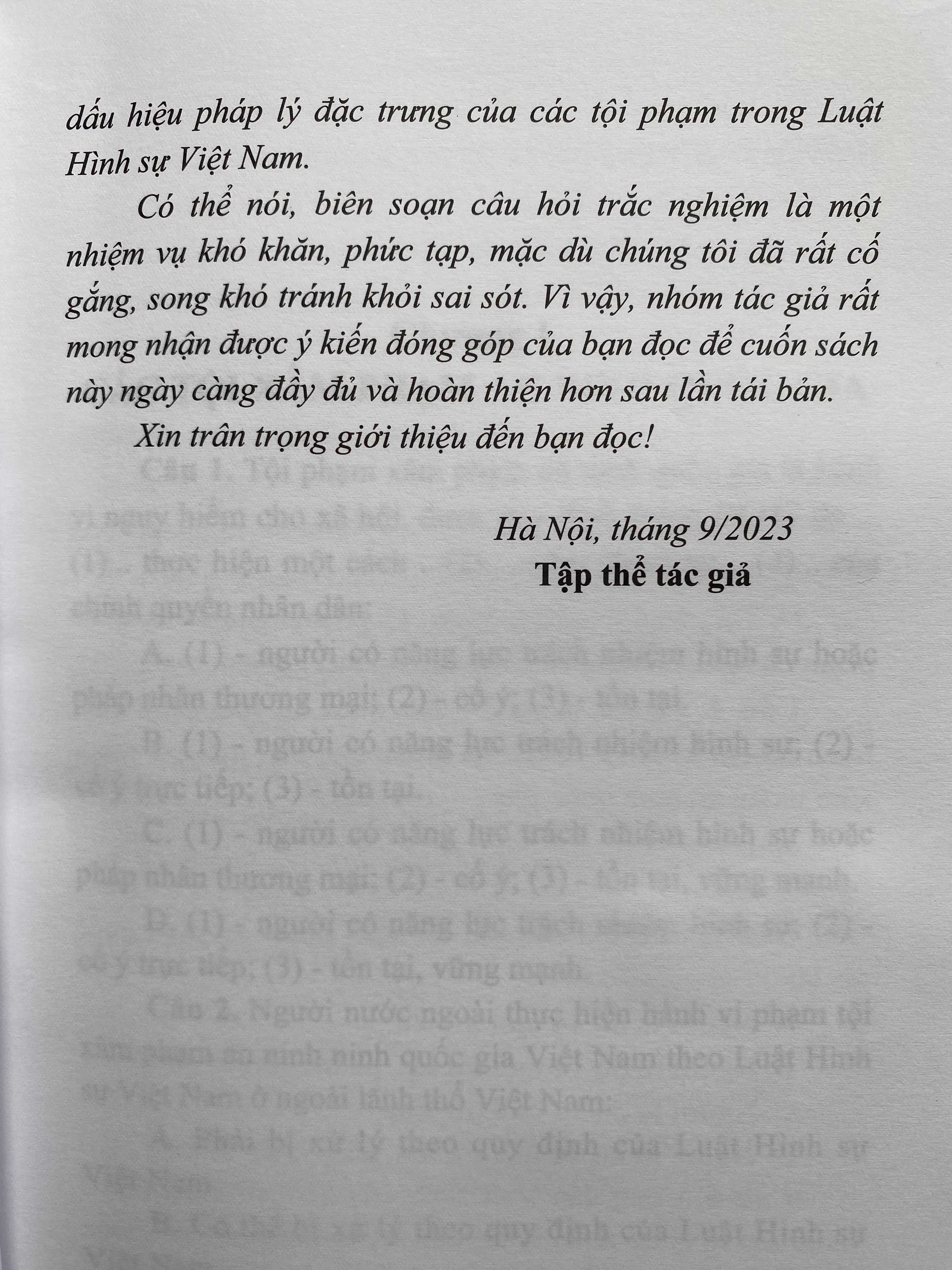 Trắc Nghiệm Luật Hình Sự Việt Nam - Phần Các Tội Phạm