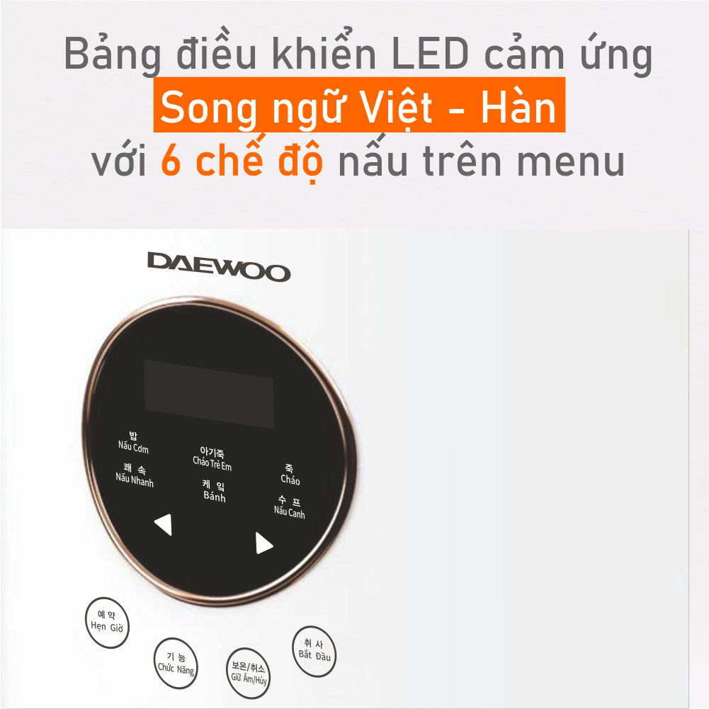 Nồi cơm điện đa chức năng Daewoo DWRC-210MW 1 Lít lòng nồi phủ Ceramic - Hàng chính hãng