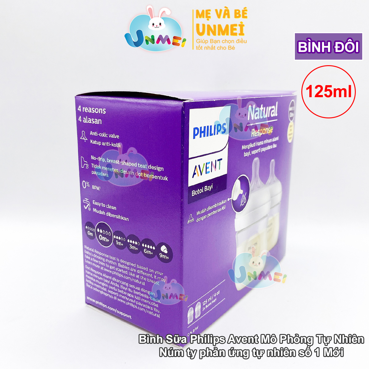 Bình sữa mô phỏng tự nhiên mới hiệu Philips Avent cho trẻ từ 0 tháng tuổi (125ml-đôi)_SCY900.02