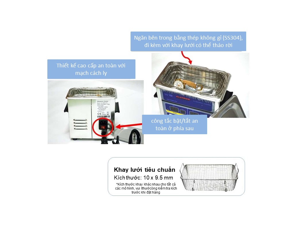 Bể rửa siêu âm Alstron ALD-40050-12H (50W 1.2 Lít) – Chậu rửa siêu âm – ALD Series Ultrasonic Cleaner – Alstron Việt Nam