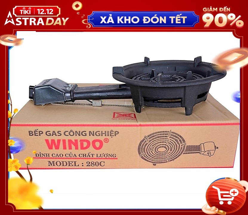 Bếp gas công nghiệp lửa lớn Windo -280 (đầu đốt gang đúc nguyên khối, 3 vòng lửa) - Hàng Chính Hãng