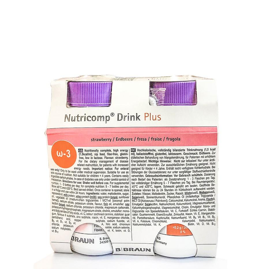 Sữa dinh dưỡng Nutricomp Drink Plus Strawberry (Thùng 24 chai)