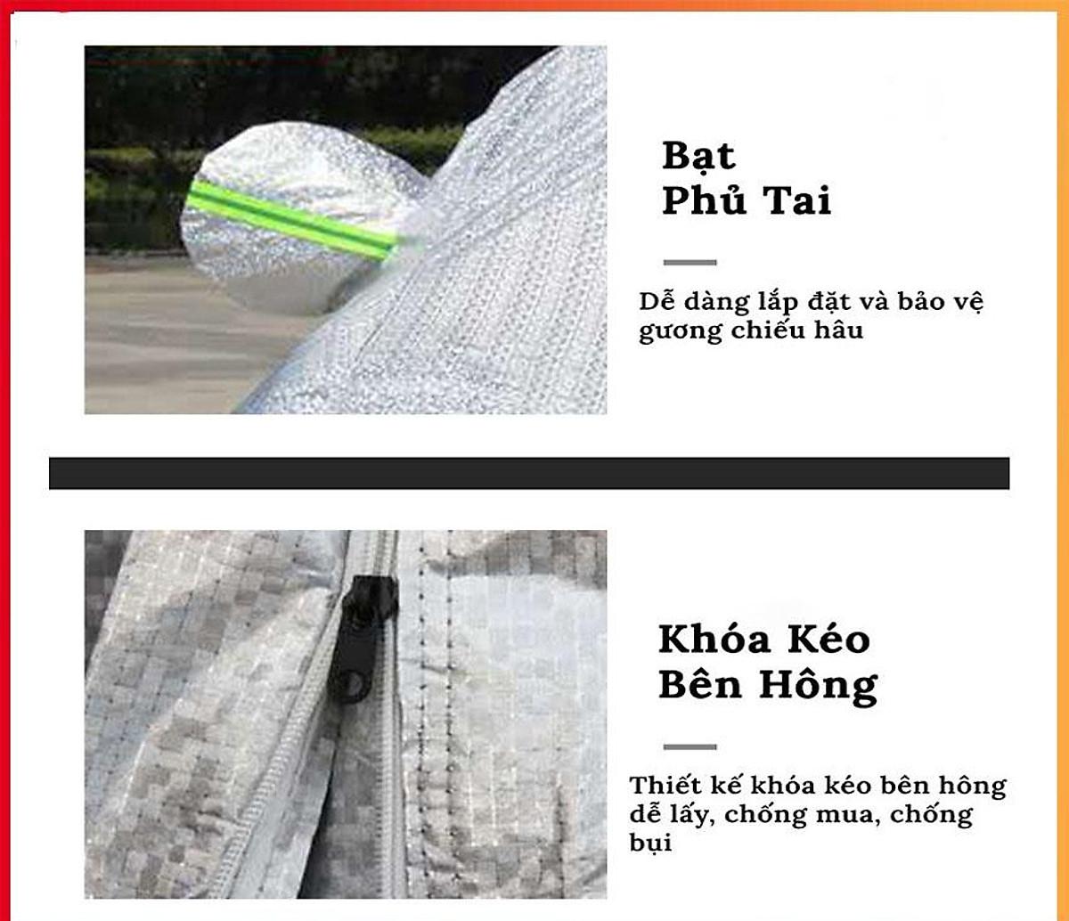 Bạt Phủ Ô Tô VINFAST FADIL, LUX A 2.0, LUX SA 2.0, Chất Liệu Bạt Tráng Nhôm 3 lớp, có phản quang