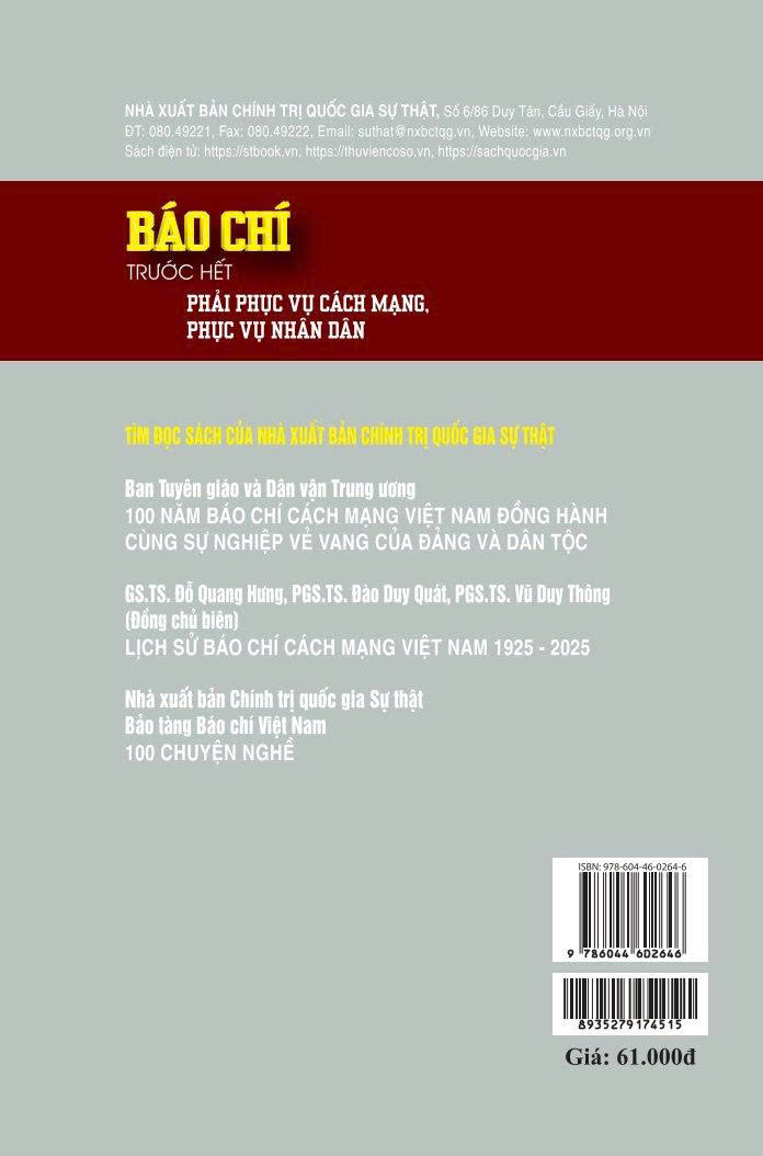 Báo chí trước hết phải phục vụ cách mạng, phục vụ nhân dân