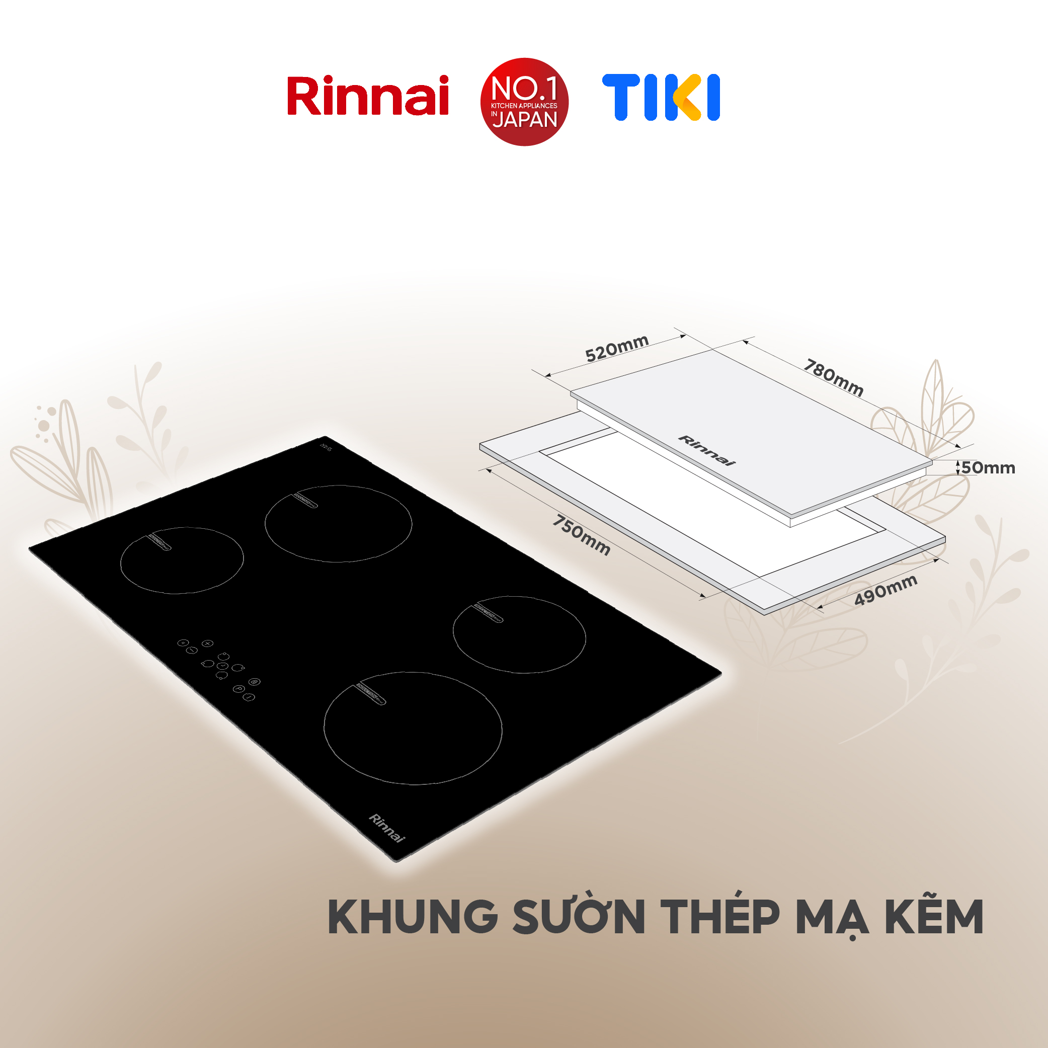 Bếp từ Rinnai RB-7104H-CB mặt kính Schott 7400W