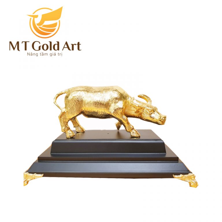 Tượng trâu dát vàng 24k( 32x30x20cm) MT Gold Art- Hàng chính hãng, trang trí nhà cửa, phòng làm việc, quà tặng sếp, đối tác, khách hàng, tân gia, khai trương