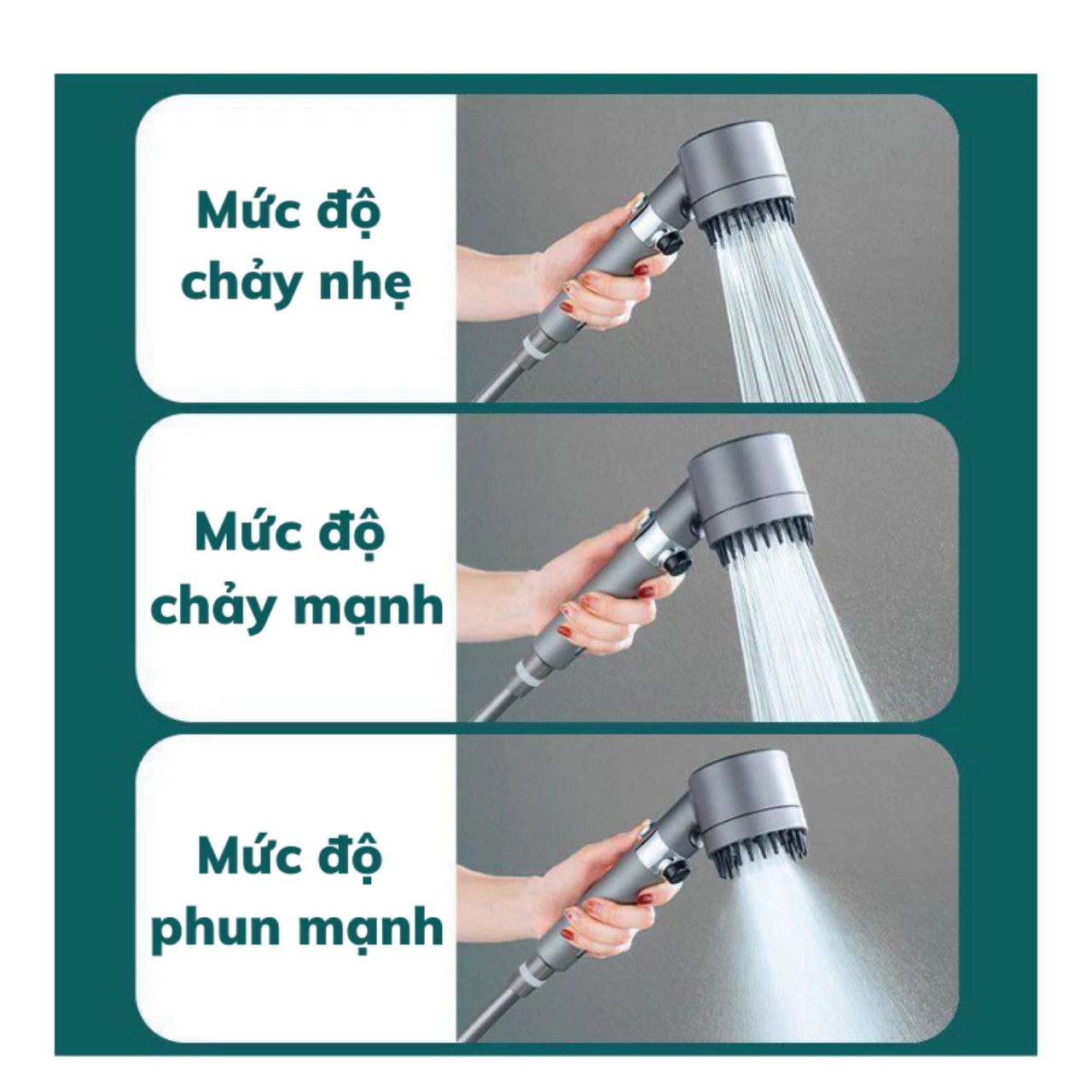 Vòi Sen Tăng Áp, Đầu Vòi Hoa Sen Mát Xa 4 Trong 1, 3 Chế Độ Áp Suất Cao Tiết Kiệm Nước, Lõi Cotton Lọc Cho Nhà Tắm - HÀNG CHÍNH HÃNG MINIIN