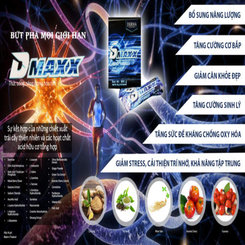 DMAXX thức uống bổ sung vitamin năng lượng có đường DAMODE 6 gói dùng thử màu xanh