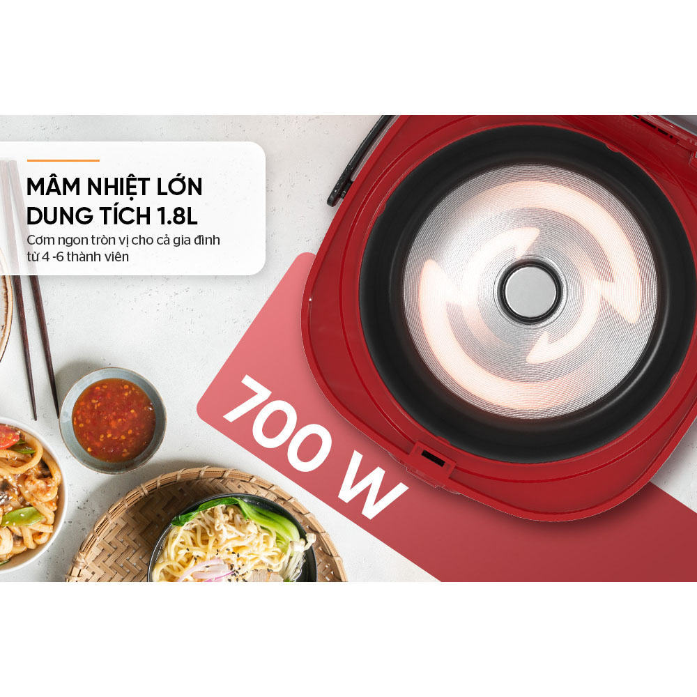 Nồi cơm điện Sunhouse SHD8611R 1.8 Lít- Hàng chính hãng