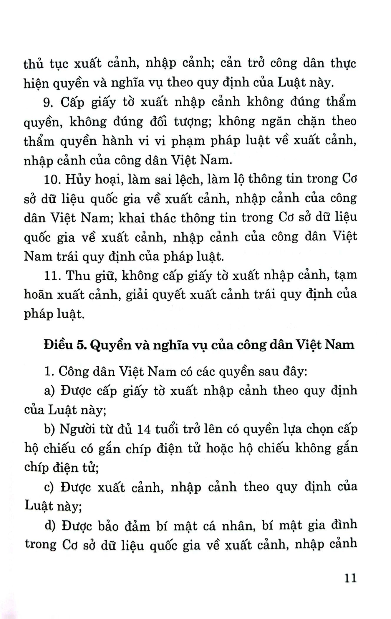 Luật Xuất Cảnh, Nhập Cảnh Của Công Dân Việt Nam (Hiện Hành) (Sửa Đổi, Bổ Sung Năm 2023)