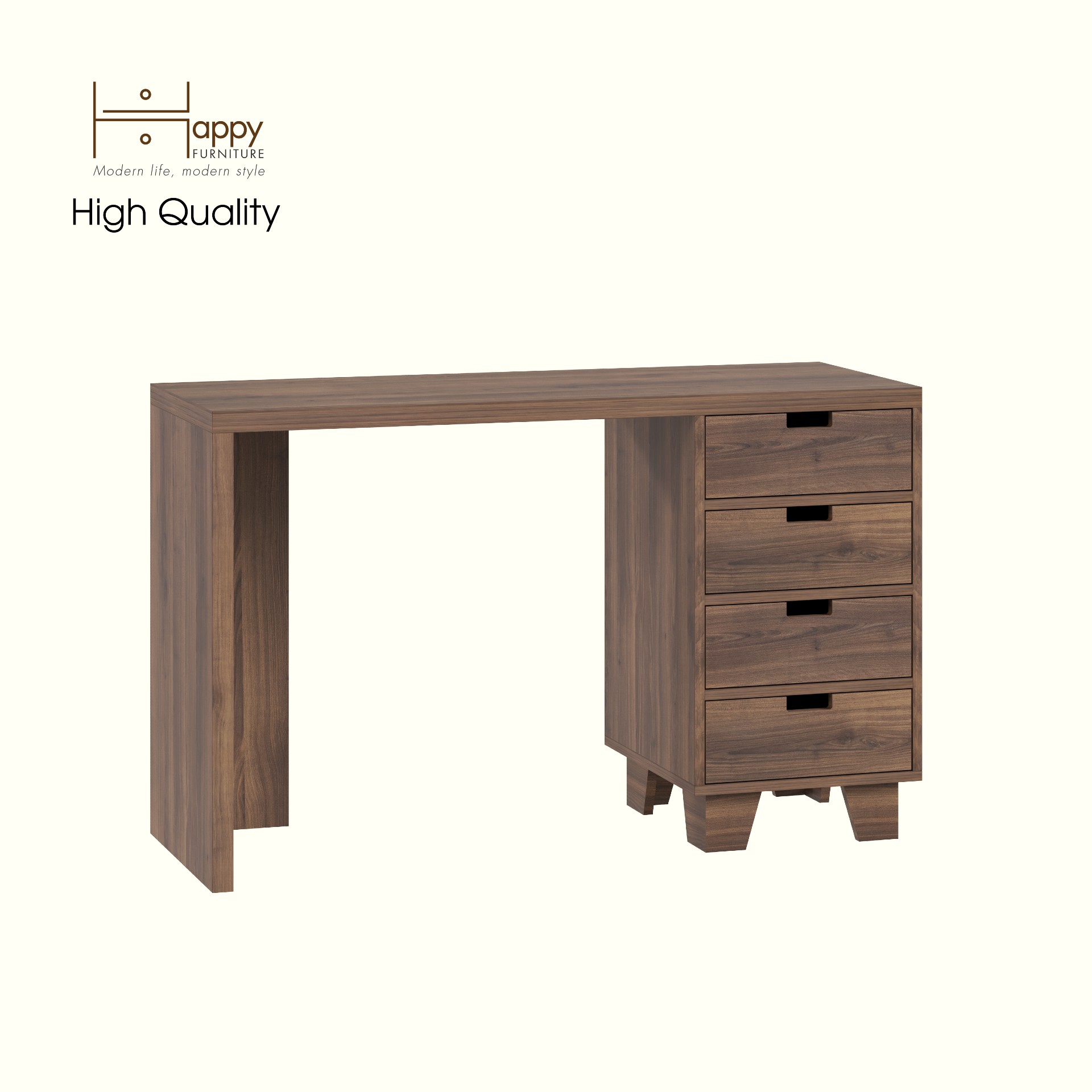 HAPPY FURNITURE , ALVA - Bàn làm việc 4 ngăn kéo, BAN_126 , 120cm x 45cm x 75cm DxRxC
