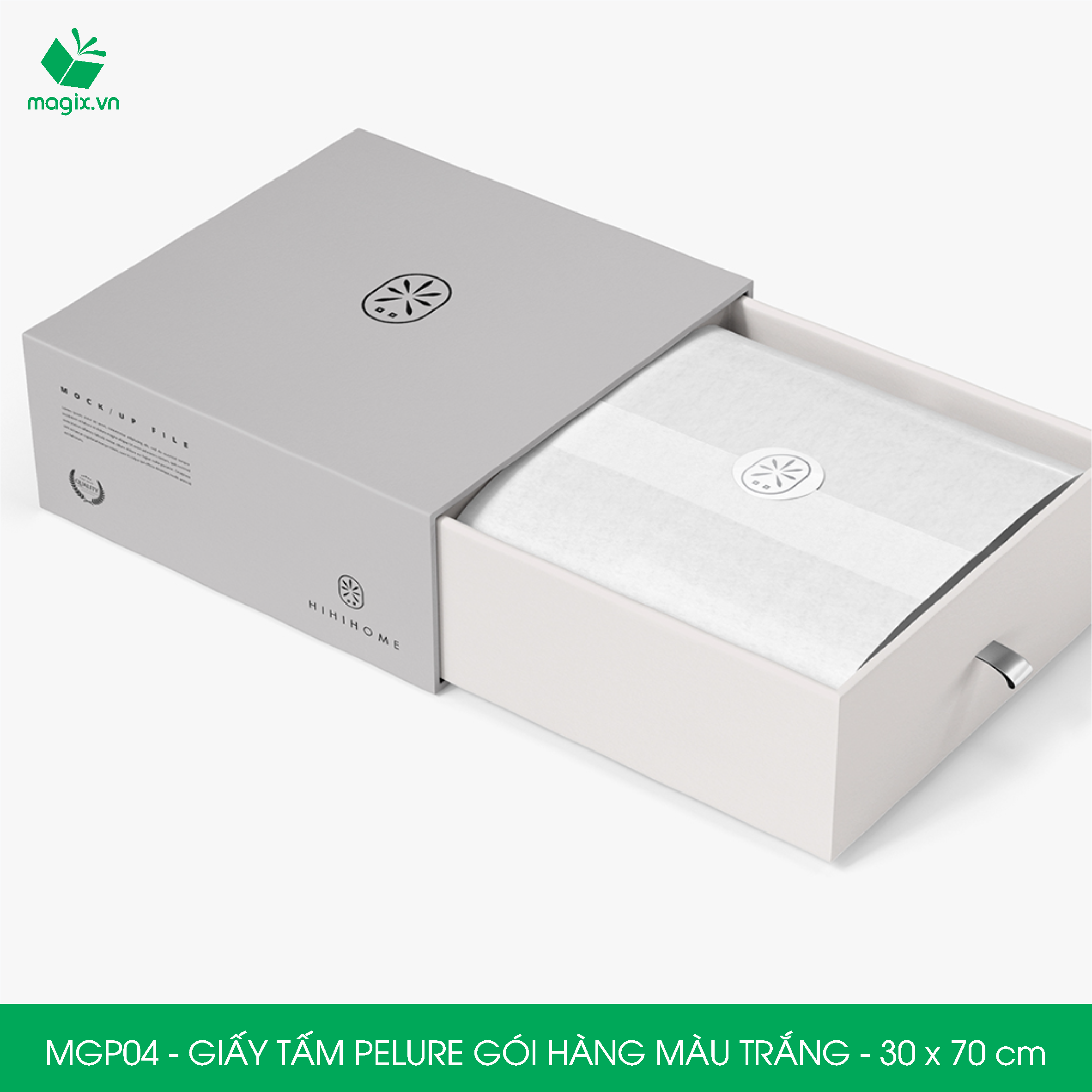 MGP04 - 30x70 cm - 100 tấm giấy Pelure trắng gói hàng, giấy chống ẩm 2 mặt mịn, giấy bọc hàng thời trang