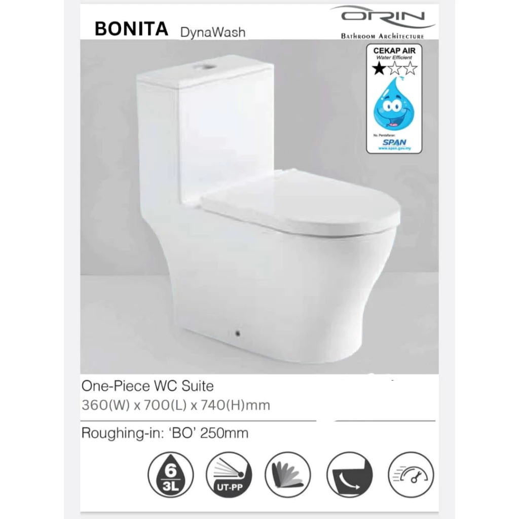 Bàn Cầu một khối nhập khẩu ORIN Bonita