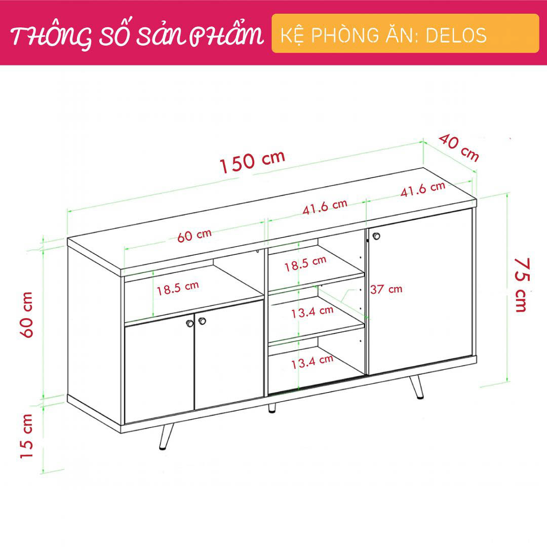 Tủ phòng ăn bằng gỗ thiết kế hiện đại SMLIFE Delos