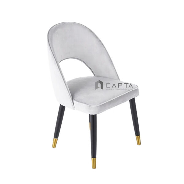 Ghế ngồi bàn trang điểm nệm vải nhung không tay tựa thiết kế hở lưng chân đen LARA 2C-F Nội thất Capta