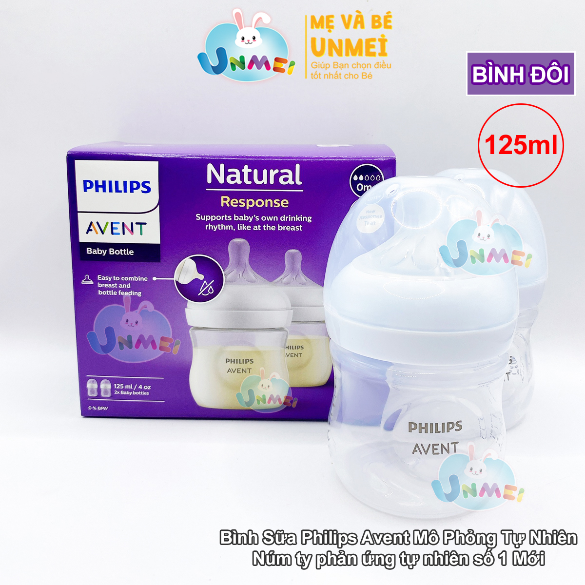 Bình sữa mô phỏng tự nhiên mới hiệu Philips Avent cho trẻ từ 0 tháng tuổi (125ml-đôi)_SCY900.02