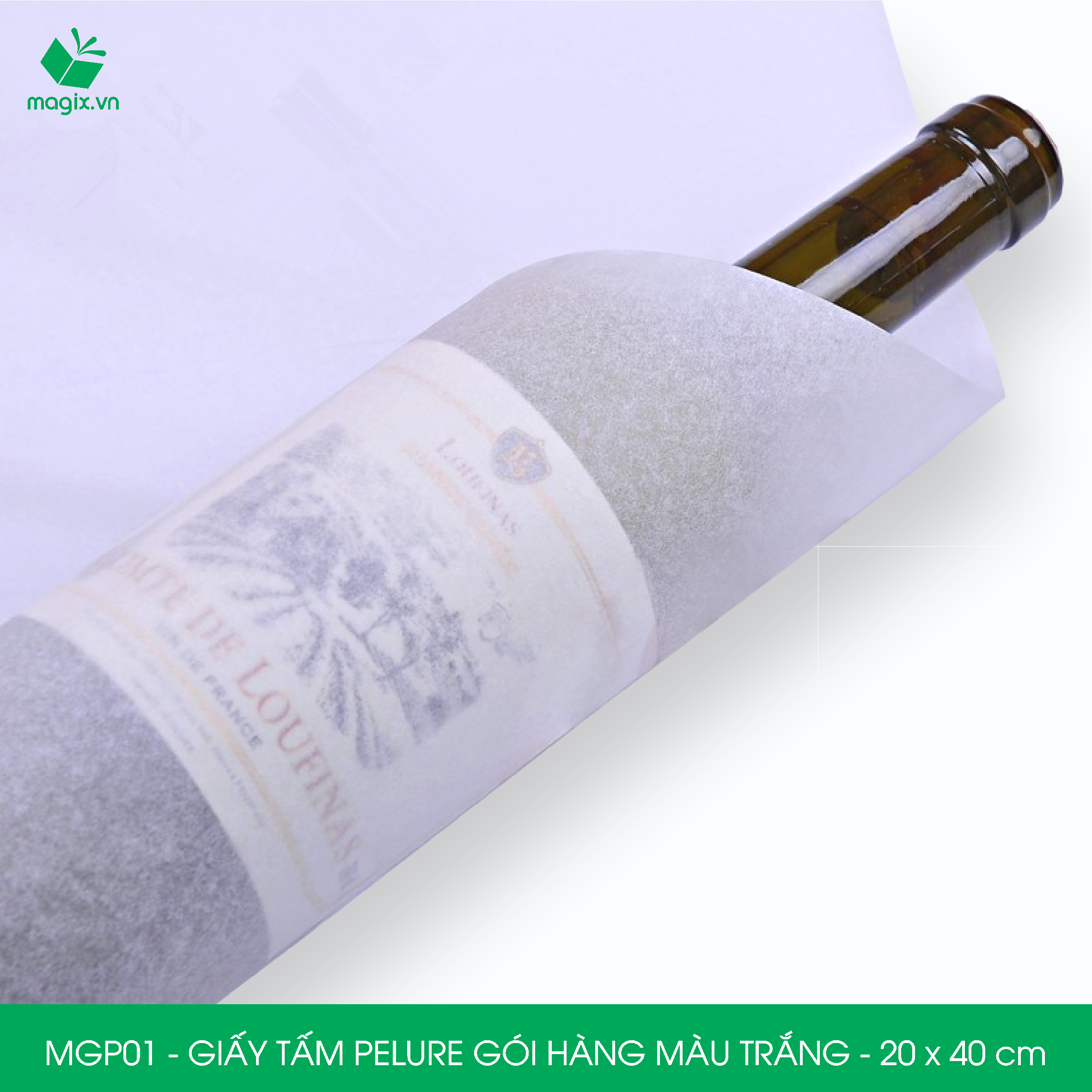 MGP01 - 20x40 cm - 1000 tấm giấy Pelure trắng gói hàng, giấy chống ẩm 2 mặt mịn, giấy bọc hàng thời trang