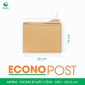 MPBN3 - 22x16 cm - Combo 20 phong bì giấy cứng đóng hàng màu nâu thay thế túi gói hàng