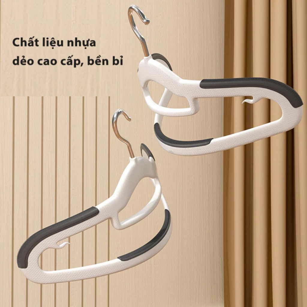 Combo 10 móc treo quần áo chống trượt xoay 360 đa năng, chất liệu nhựa siêu bền, màu giao ngẫu nhiên- hàng chính hãng