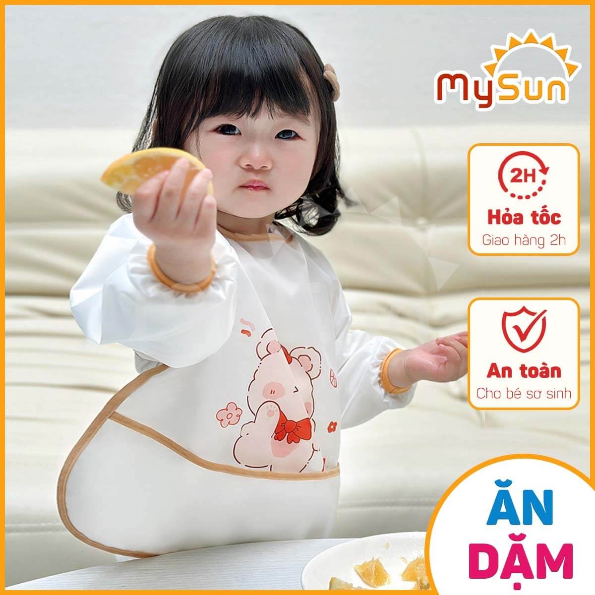Áo yếm ăn dặm cho bé trai gái choàng chống thấm dài tay MySun