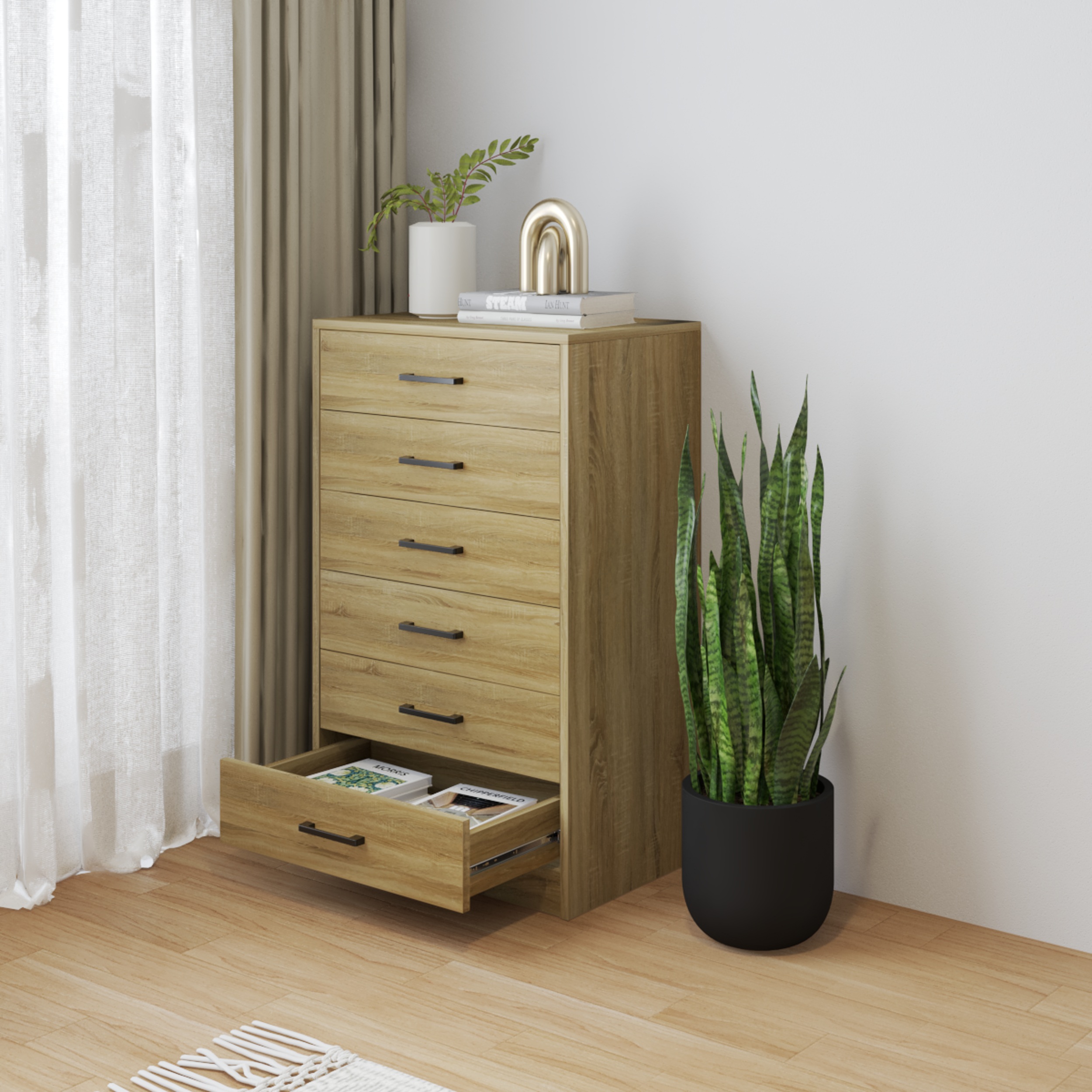 HAPPY FURNITURE , HEINEE - Tủ lưu trữ 6 ngăn kéo, THK_234 , 60cm x 40cm x 84cm DxRxC, sản phẩm phổ thông