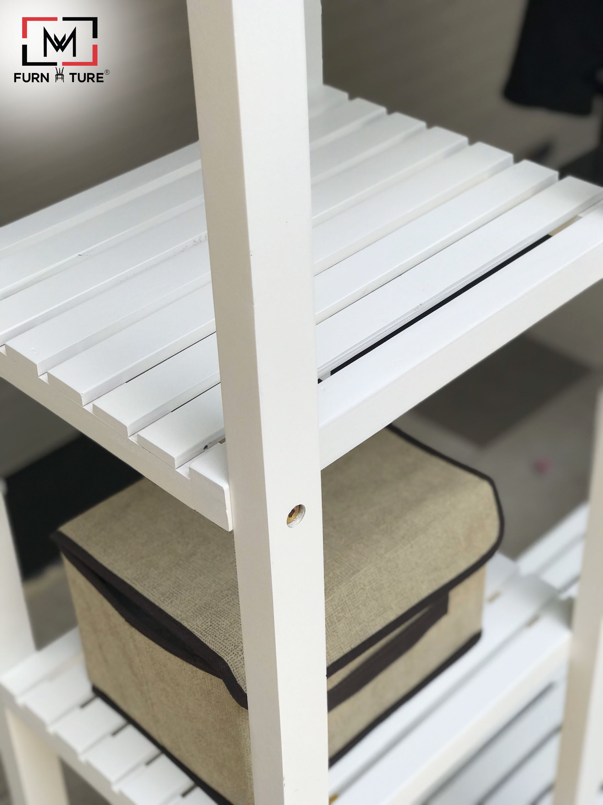 DOUBLE HANGER TỦ GỖ QUẦN ÁO XUẤT KHẨU HÀN QUỐC SHELF HANGER TRẮNG - SHELF 5F TRẮNG