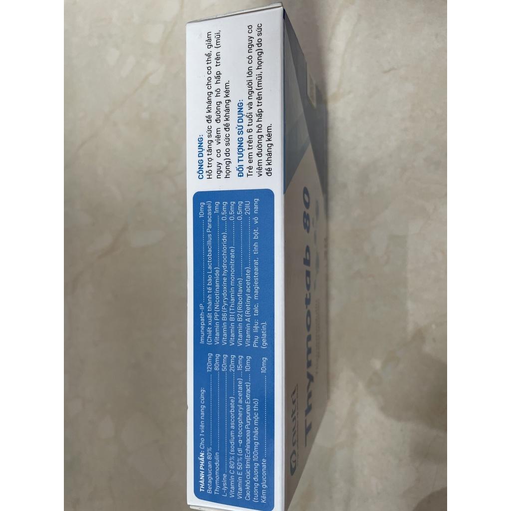 Thymotab 80 - Hỗ trợ sức đề kháng cho cơ thể, giảm nguy cơ viêm đường hô hấp trên – (hộp 30 viên)
