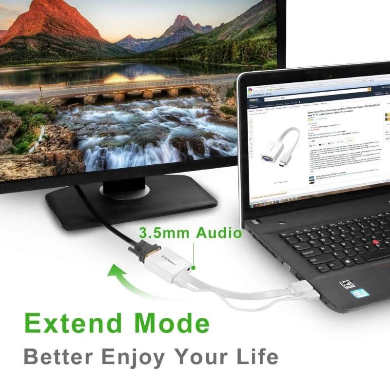 Ugreen UG40247MM103TK Màu Trắng Bộ chuyển HDMI sang VGA dây dẹp kèm cổng âm thanh - HÀNG CHÍNH HÃNG