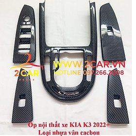 Ốp nội thất CACBON xe Kia K3 2021 2022 Nhựa ABS Vân Carbon cao cấp