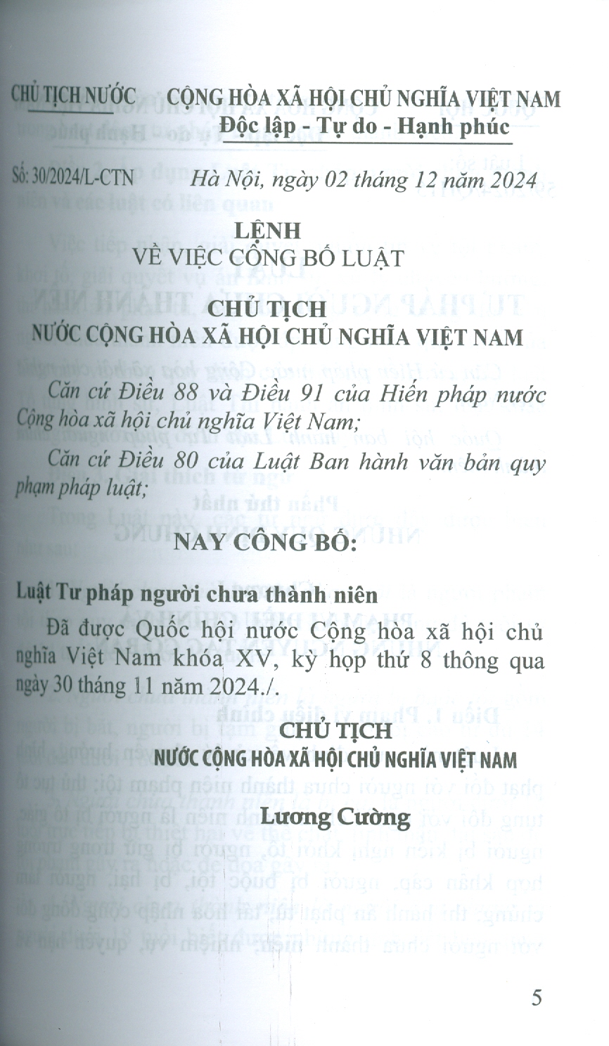 Luật Tư Pháp Người Chưa Thành Niên Năm 2024