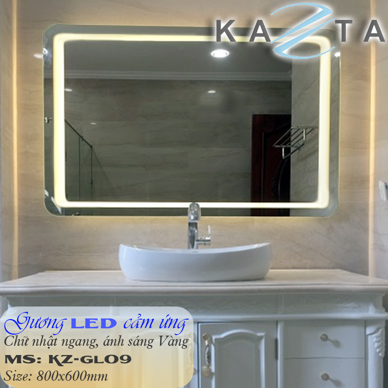 COMBO Thiết Bị Nhà Tắm Cao Cấp KAZTA KZ-CBT16X: Bồn cầu xám viền vàng, Sen tắm đứng phím đàn, Gương đèn, Lavabo âm bàn đá 2 tầng và phụ kiện khác