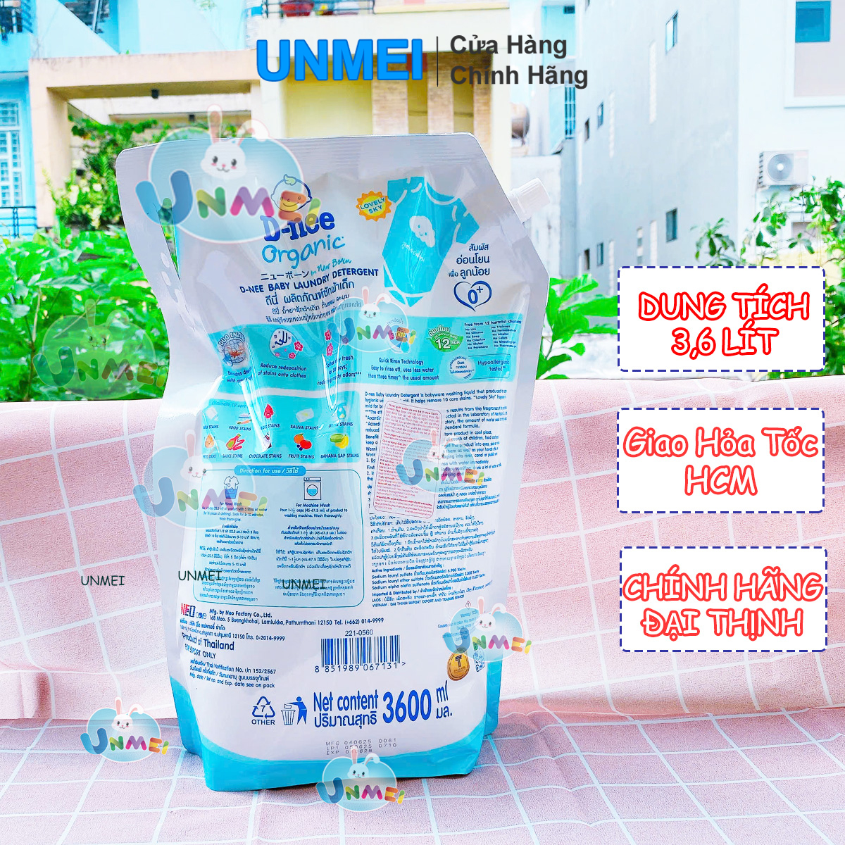 (Chính Hãng Đại Thịnh) Nước giặt D-nee, Nước Giặt Cho Bé Dnee Dạng Túi 3600ml - Loại Mới An Toàn, Tiết Kiệm