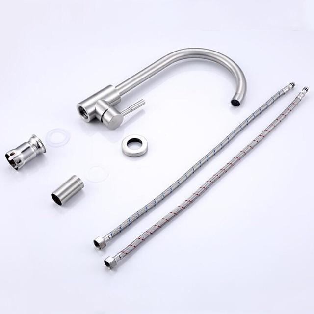 Vòi chậu rửa bát nóng, lạnh Inox sus 304 cắm chậu+2 Dây cấp