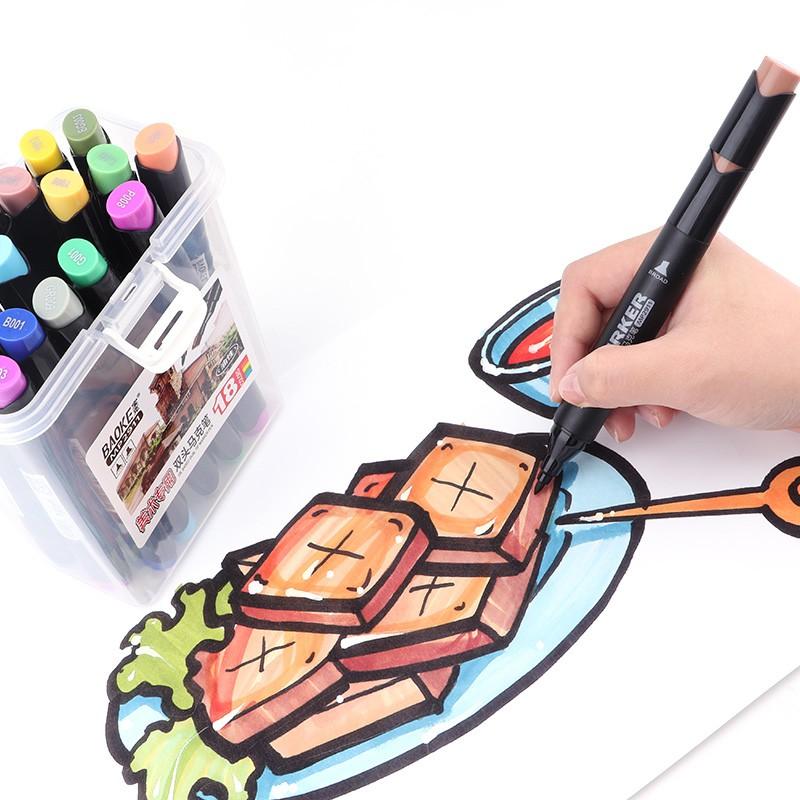 ART MARKER-Hộp 12/18/24 Màu bút lông dầu 2 đầu dùng vẽ mỹ thuật -BAOKE-MP2931