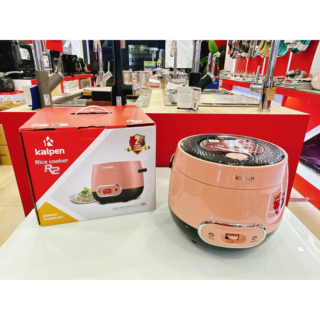 Nồi Cơm Điện Nắp Gài Ủ Ấm 3D Cao Cấp Kalpen R2, Dung Tích 1.2L, Chống Dính Whitford, Quai Xách Tiện Lợi, Thương Hiệu Đức - Hàng chính hãng