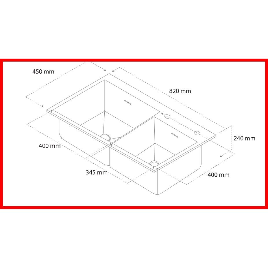 {CHÍNH HÃNG} Chậu rửa 2 hố lệch phụ kiện đi kèm chât liệu Inox 304 cao cấp mã GC.B8245 thương hiệu GERARI