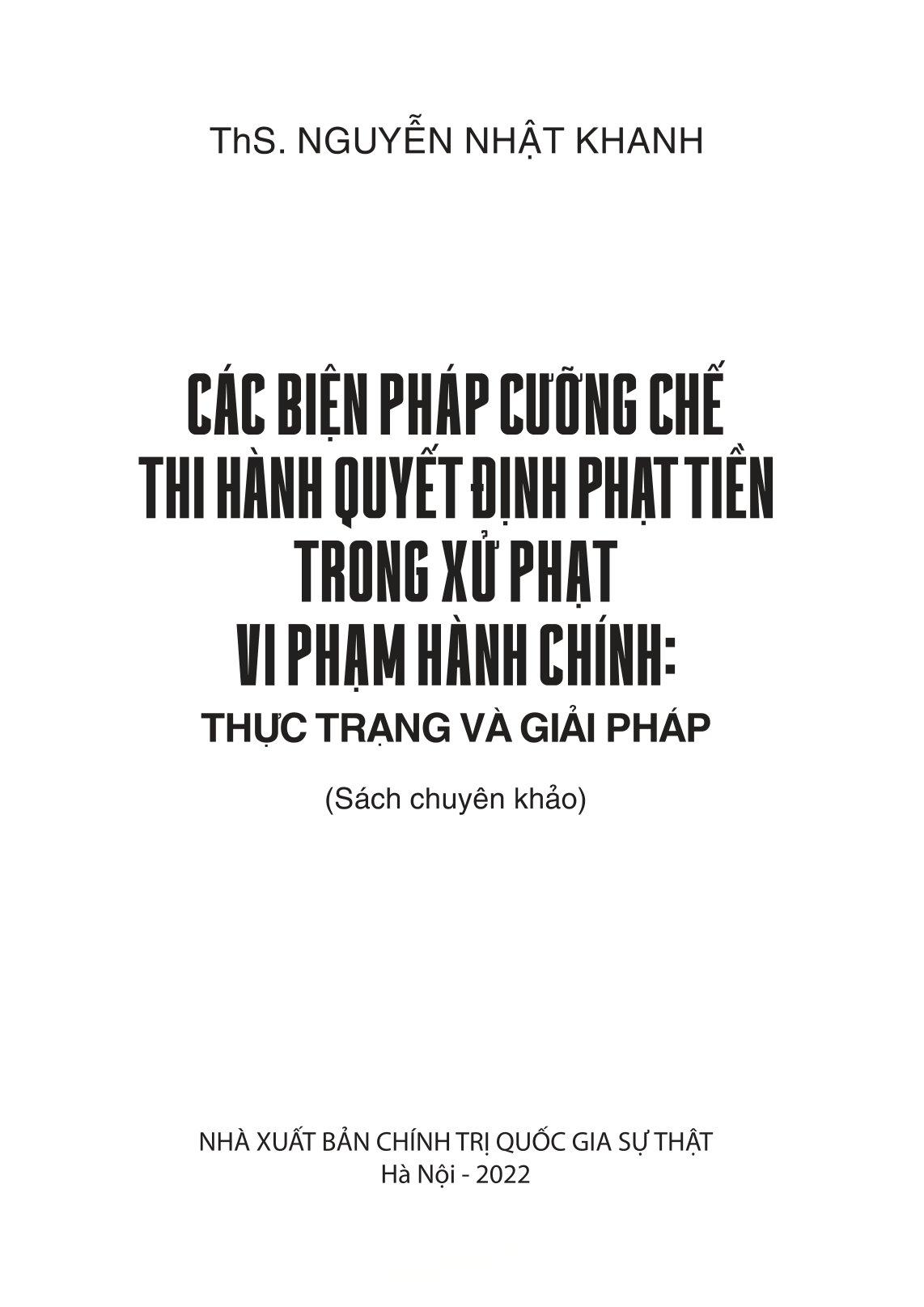 Các Biện Pháp Cưỡng Chế Thi Hành Quyết Định Phạt Tiền Trong Xử Phạt Vi Phạm Hành Chính: Thực Trạng Và Giải Pháp