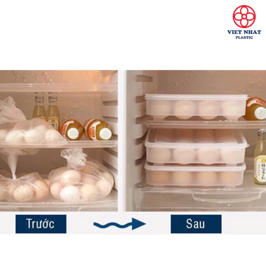 Hộp đựng trứng 24 quả Việt Nhật (6786) trong suốt gọn nhẹ giúp cố định những quả trứng nằm yên một vị trí, bảo quản trứng