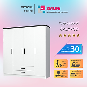 Tủ quần áo gỗ kiểu nhất tự lưu trữ đồ đa dạng SMLIFE Calypco