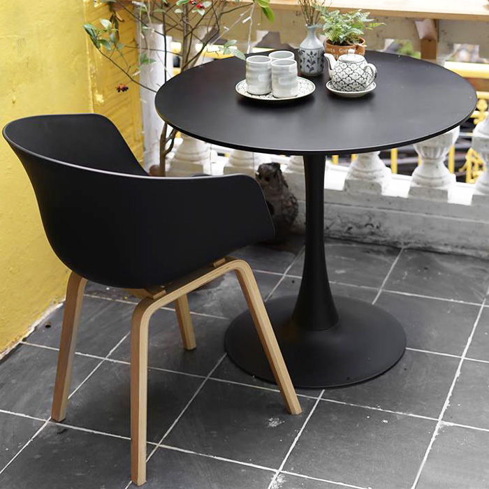 Bàn ăn Tulip tròn gỗ sơn màu trắng 1m TE TULIP 2-10W Chân thép sơn tĩnh điện đế to vững chắc kiên cố nhập khẩu hiện đại sang trọng CAPTA