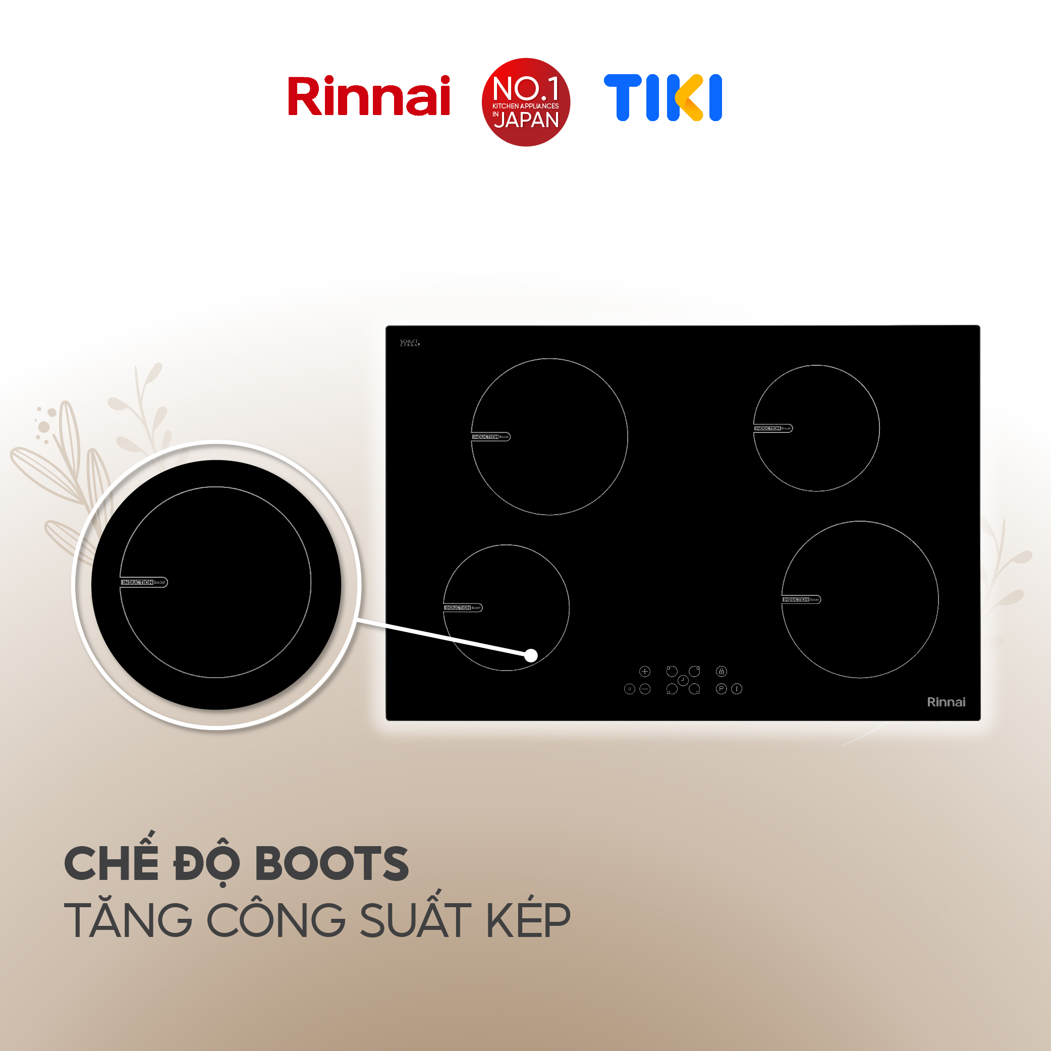 Bếp từ Rinnai RB-7104H-CB mặt kính Schott 7400W