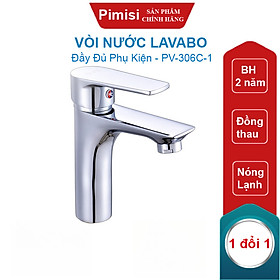 Vòi Nước Lavabo Pimisi PV-306C-1 Nóng Lạnh 1 Lỗ, Cho Chậu Rửa Mặt Treo Tường - Âm Bàn Đá Thuộc Nhà Vệ Sinh | Chính Hãng