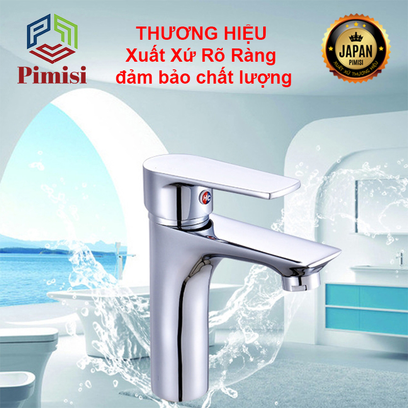 Vòi Nước Lavabo Pimisi PV-306C-1 Nóng Lạnh 1 Lỗ, Cho Chậu Rửa Mặt Treo Tường - Âm Bàn Đá Thuộc Nhà Vệ Sinh | Chính Hãng