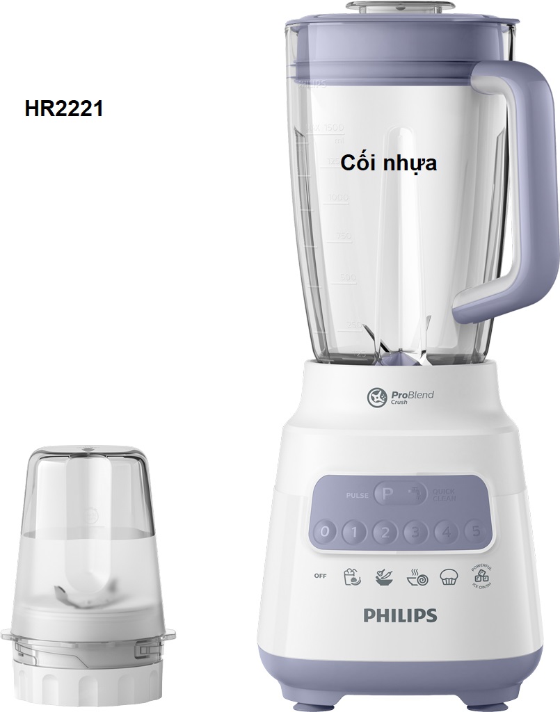 Máy Xay Sinh Tố Philips HR2221 - Công suất 700W Xay Đá , Xay Hạt - Hàng Chính Hãng