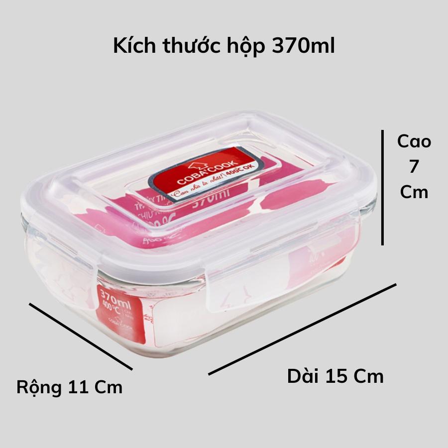 Bộ 4 Hộp Thủy Tinh Hộp Đựng Cơm Trữ Thức Ăn Thực Phẩm Trong Tủ Lạnh Chịu Nhiệt COBA