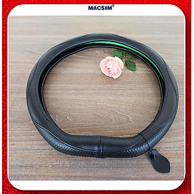 Bọc vô lăng cao cấp Macsim dành cho Vinfast E34, VF3, VF5, VF8, VF9 mã DCUT L16T-2 chất liệu da thật lõi cao su non - Khâu tay 100%