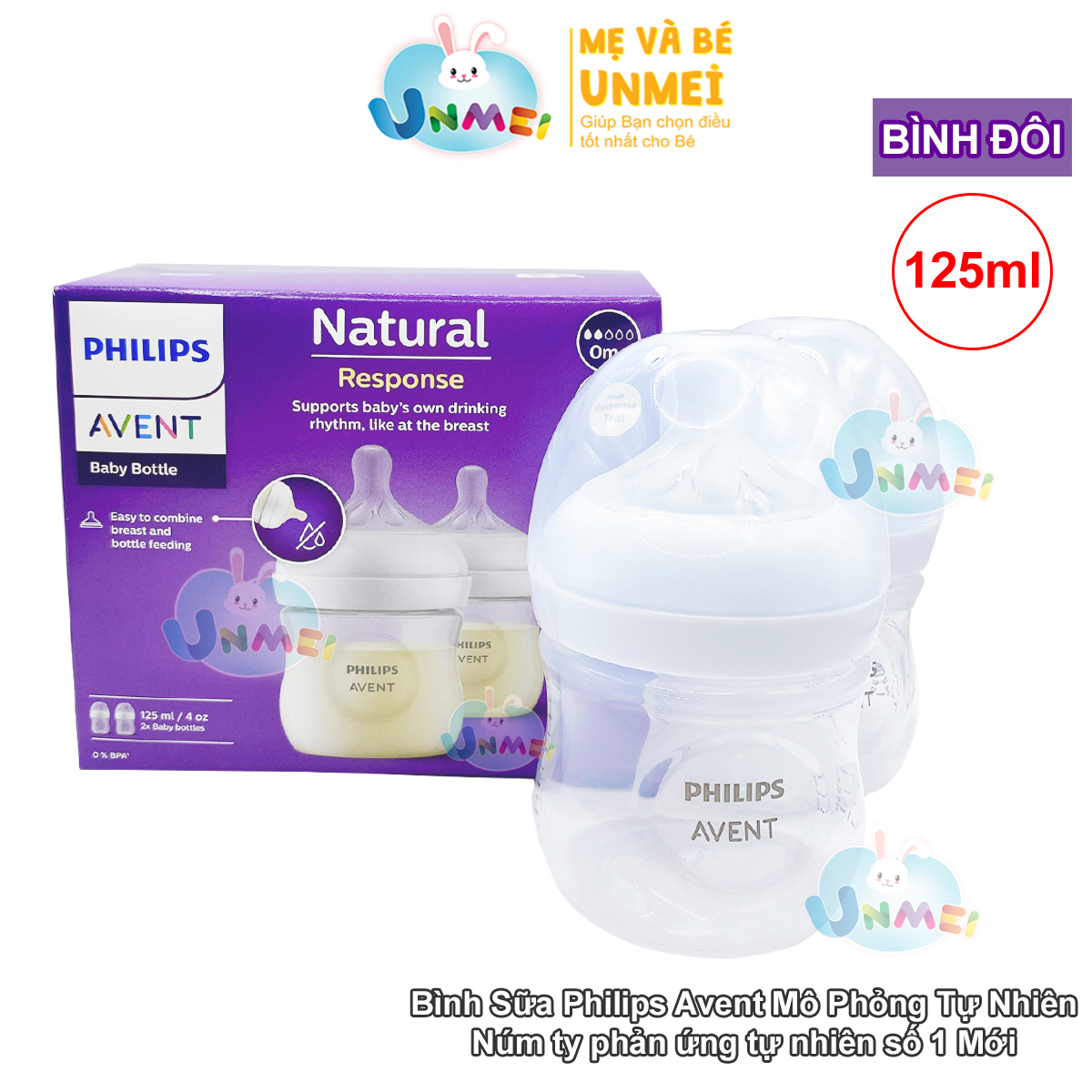Bình sữa mô phỏng tự nhiên mới hiệu Philips Avent cho trẻ từ 0 tháng tuổi (125ml-đôi)_SCY900.02