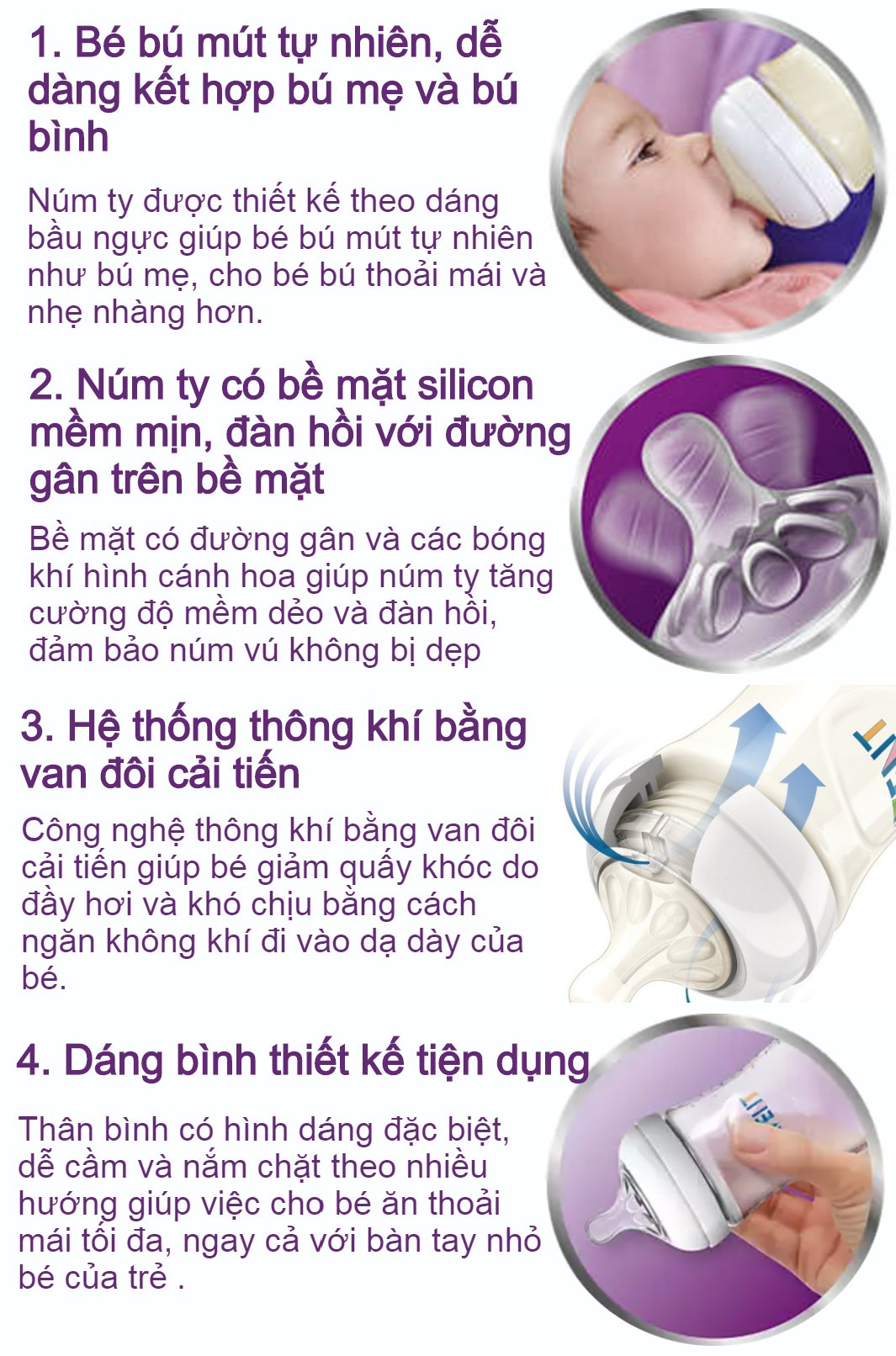 Bộ 2 Bình sữa mô phỏng tự nhiên hiệu Philips Avent (260ml) cho trẻ từ 1 tháng tuổi 693.23