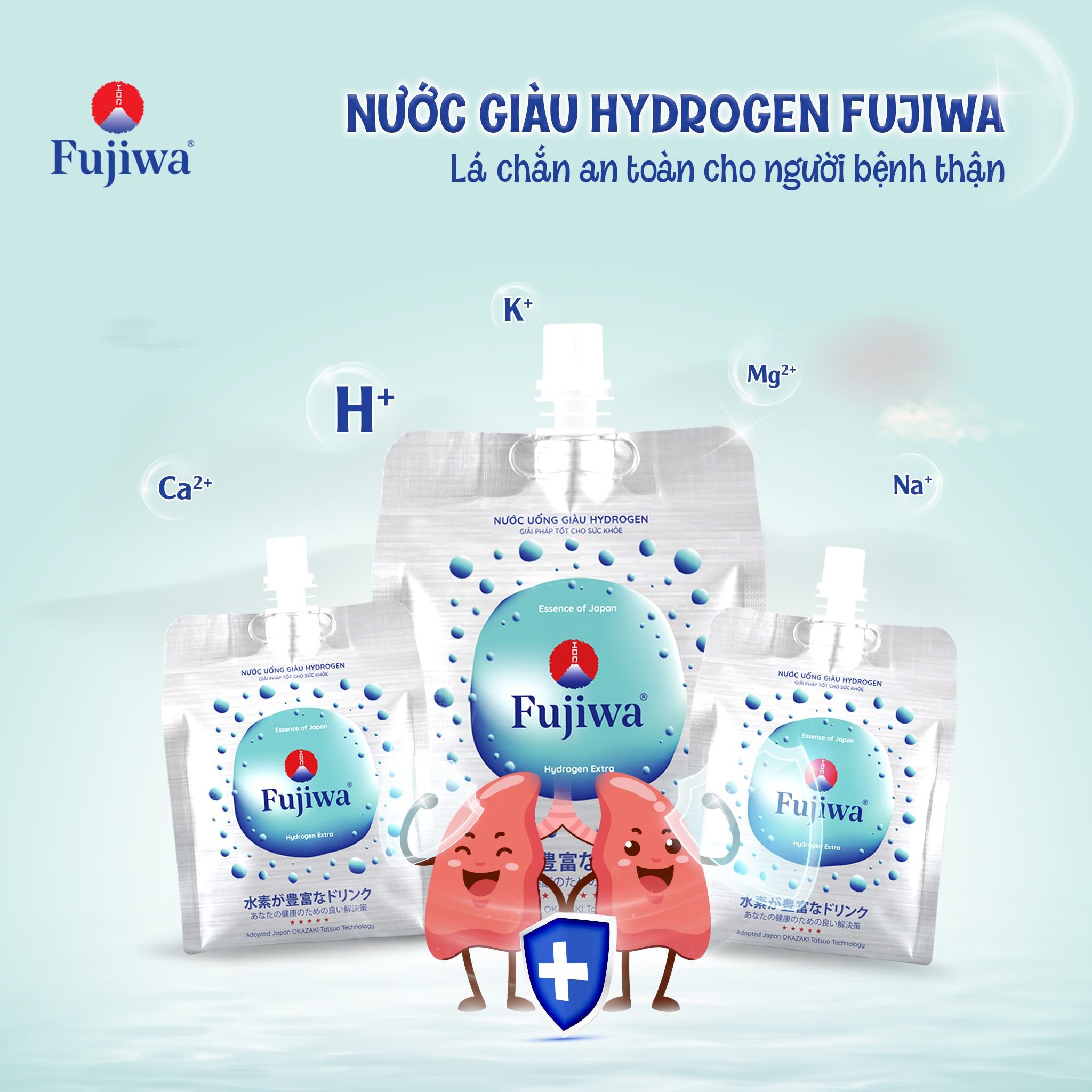 Hộp 12 Túi Nước Uống ION Kiềm Giàu Hydrogen Cao Cấp Fujiwa Dạng Túi Bạc - Detox nhanh Chống Oxy hoá mạnh